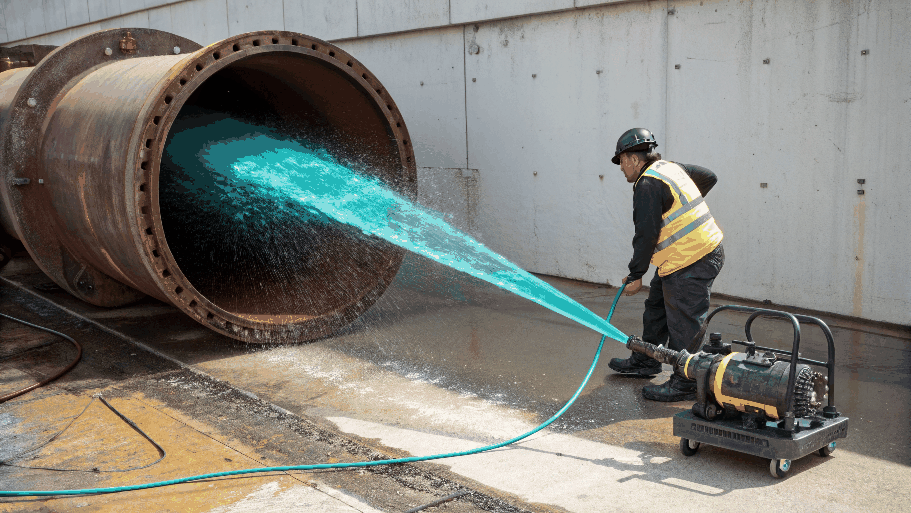 Technician using advanced sewer camera equipment